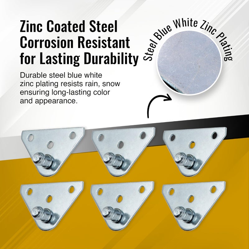Pro Chutes حامل فضي بقطر 10 مم لتثبيت كرات الغاز - دعامات دعم رفع ثقيلة مع براغي من الفولاذ المقاوم للصدأ - مثالي لدعامات غطاء الربيع ومثبتات المكبس القريبة - x6 مسطح - Image 2